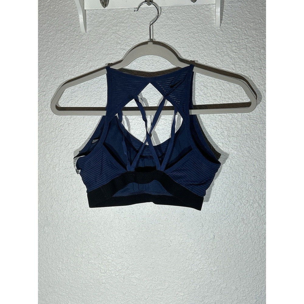 Nike Sports Bra Blue Medium Only One Pad Insert Criss Cross Backing - Picture 3 of 5